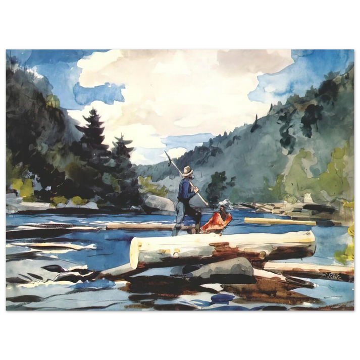 Winslow Homer - HUDSON RIVER LOGGING 75x100 cm / 30x40inches Fine Art Poster