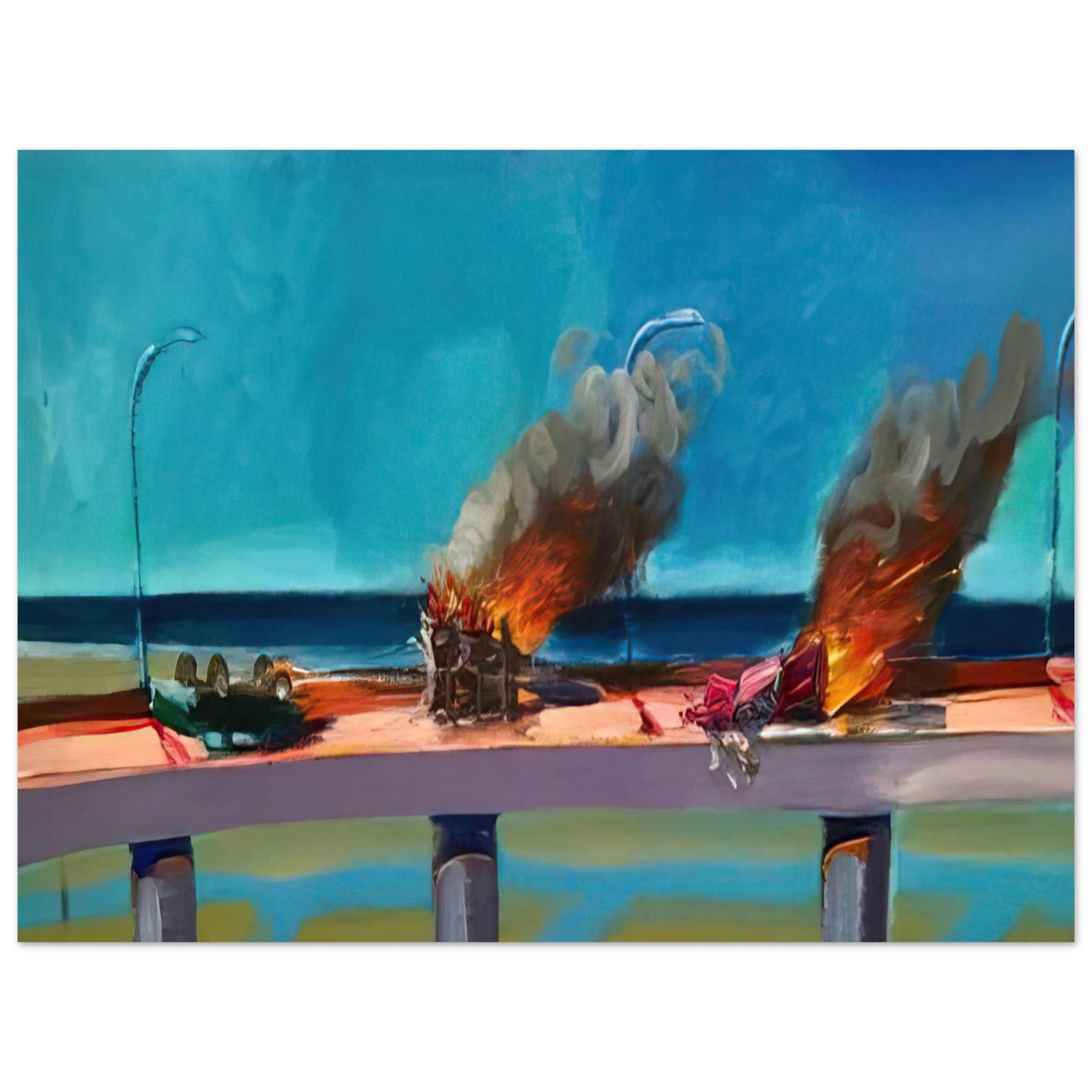 Carlos Almaraz - Longo Crash - 1982 75x100 cm / 30x40inches Fine Art Poster