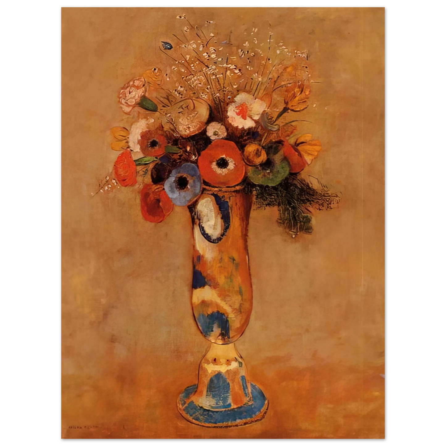 Odilon Redon - WILDFLOWERS IN A LONG NECKED VASE 75x100 cm / 30x40inches Fine Art Poster