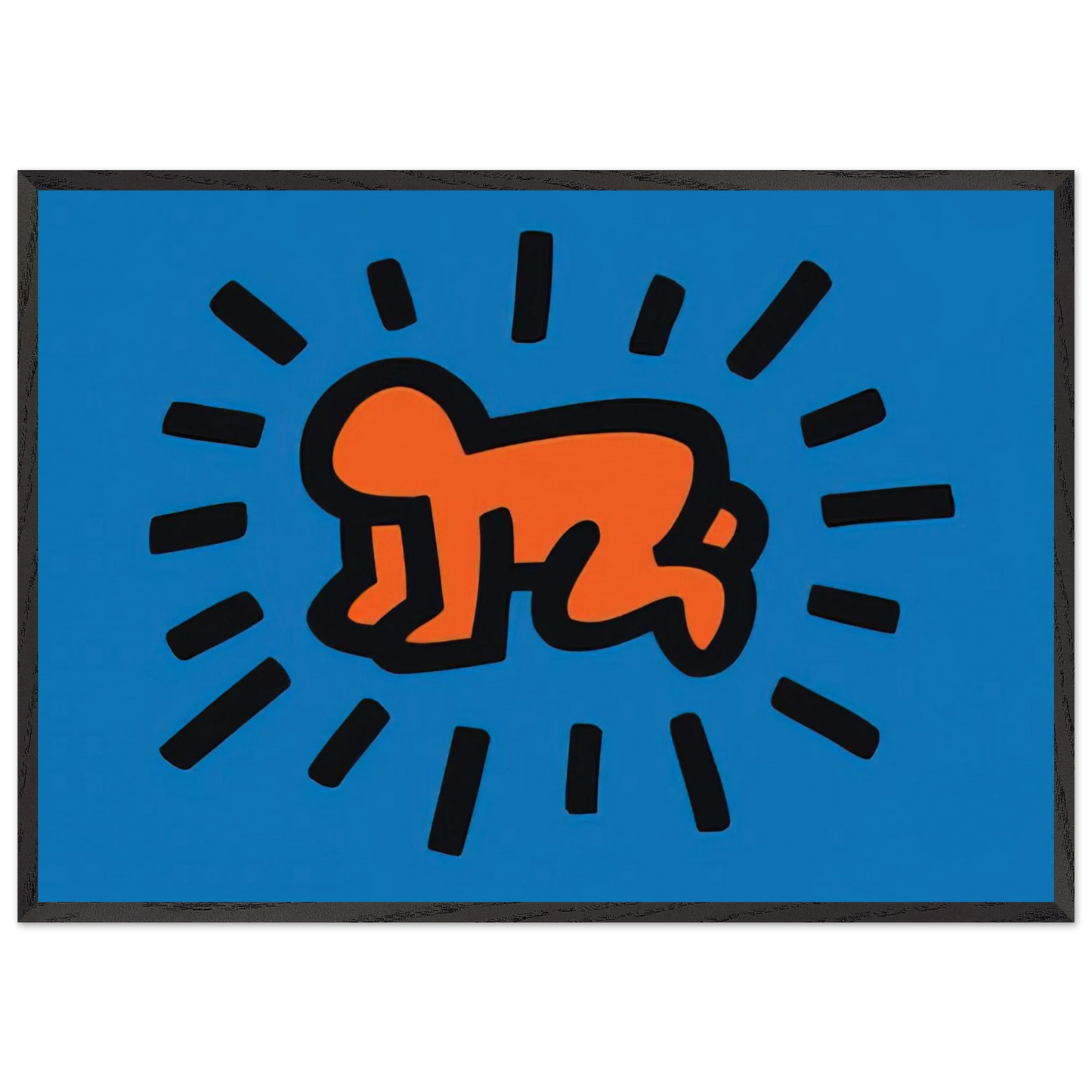RADIANT BABY FROM ICONS SERIES 1990 N2 - Keith Haring 70x100 cm / 28x40 inches Framed Art Print – Black Wooden Frame