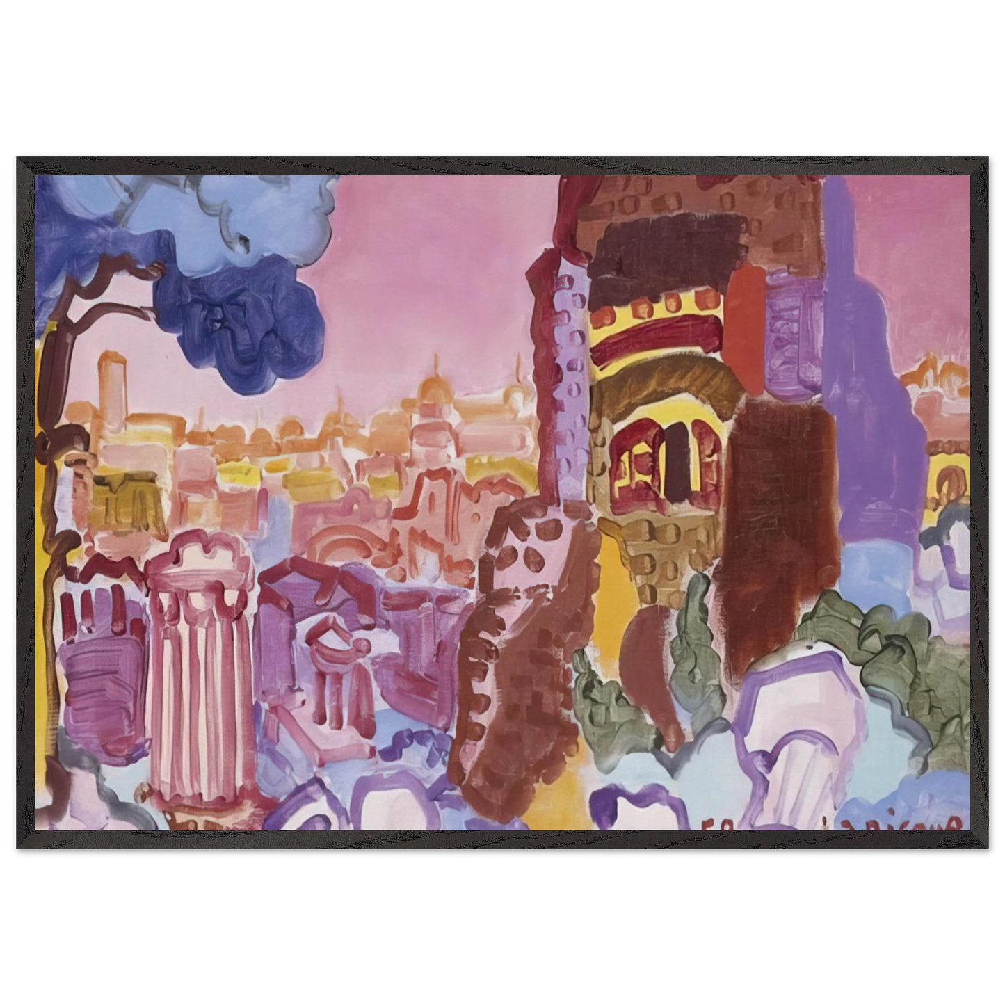 Le Mont Palatin - 1958 - Charles Lapicque 70x100 cm / 28x40 inches Framed Art Print – Black Wooden Frame