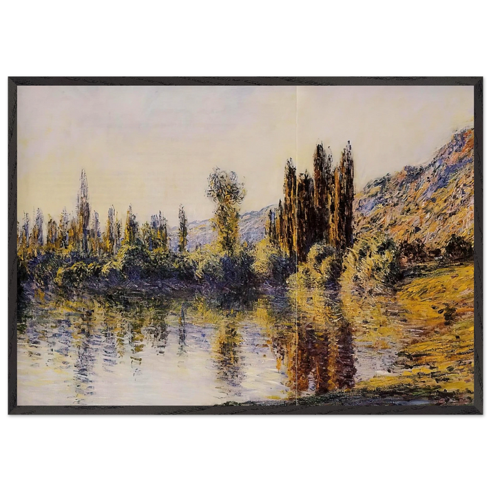 The Seine at Vetheuil - claude monet 70x100 cm / 28x40 inches Framed Art Print – Black Wooden Frame