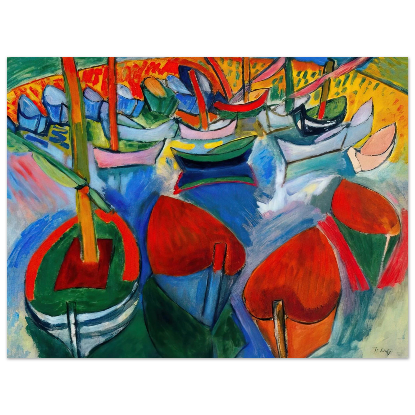 Raoul Dufy - BOATS AT MARTIGUES 1908 75x100 cm / 30x40inches Fine Art Poster