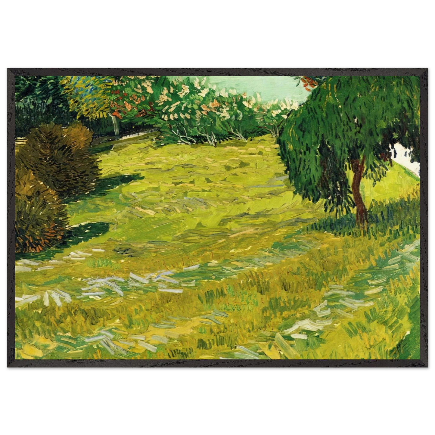 Garden with Weeping Willow - Vincent van Gogh 70x100 cm / 28x40 inches Framed Art Print – Black Wooden Frame