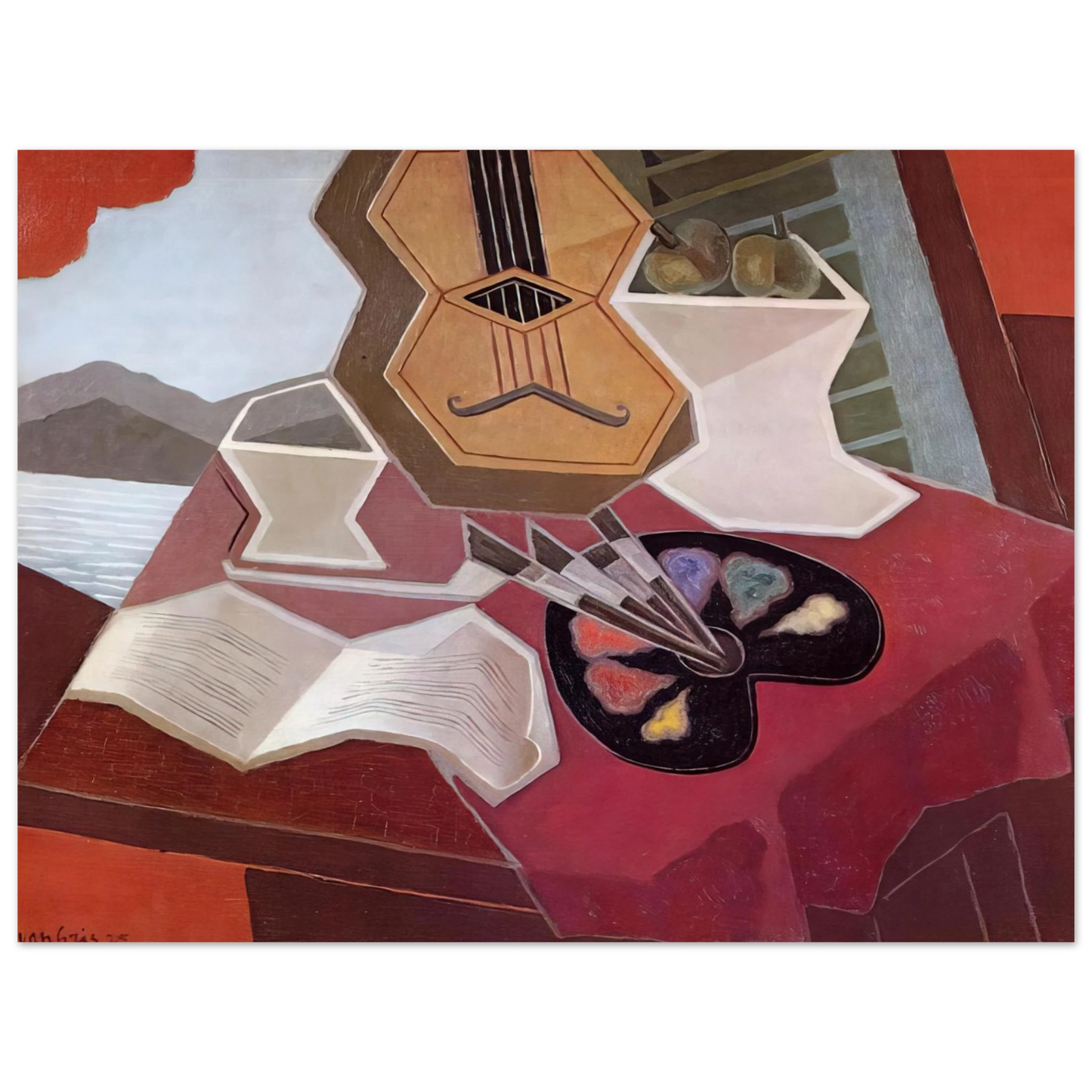 Juan Gris - TABLE OVERLOOKING THE SEA 1925 75x100 cm / 30x40inches Fine Art Poster