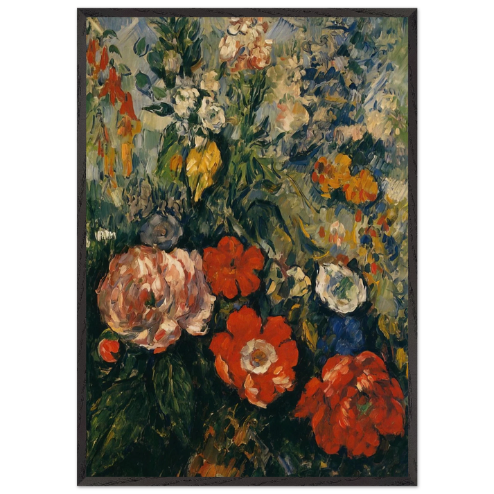 BOUQUET OF FLOWERS N4 - Paul Cezanne 70x100 cm / 28x40 inches Framed Art Print – Black Wooden Frame