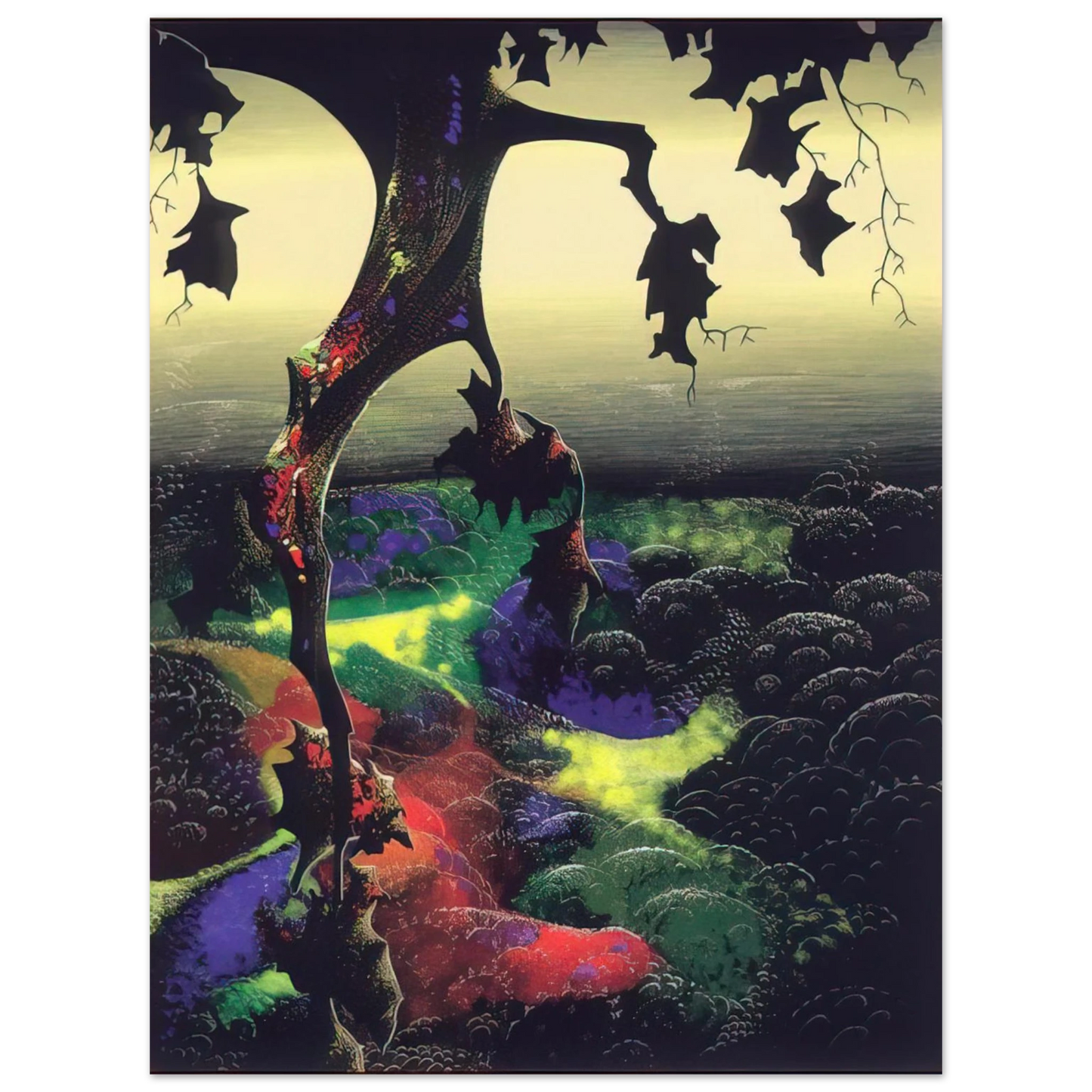 Eyvind Earle - Crimson Red and Gold 75x100 cm / 30x40inches Fine Art Poster