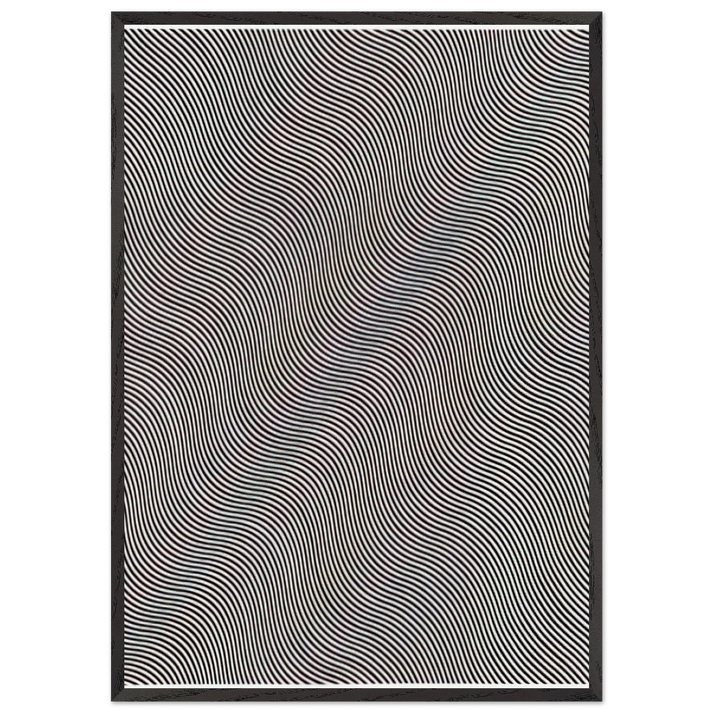 UNTITLED DIAGONAL CURVE 1966 - Bridget Riley 70x100 cm / 28x40 inches Framed Art Print – Black Wooden Frame