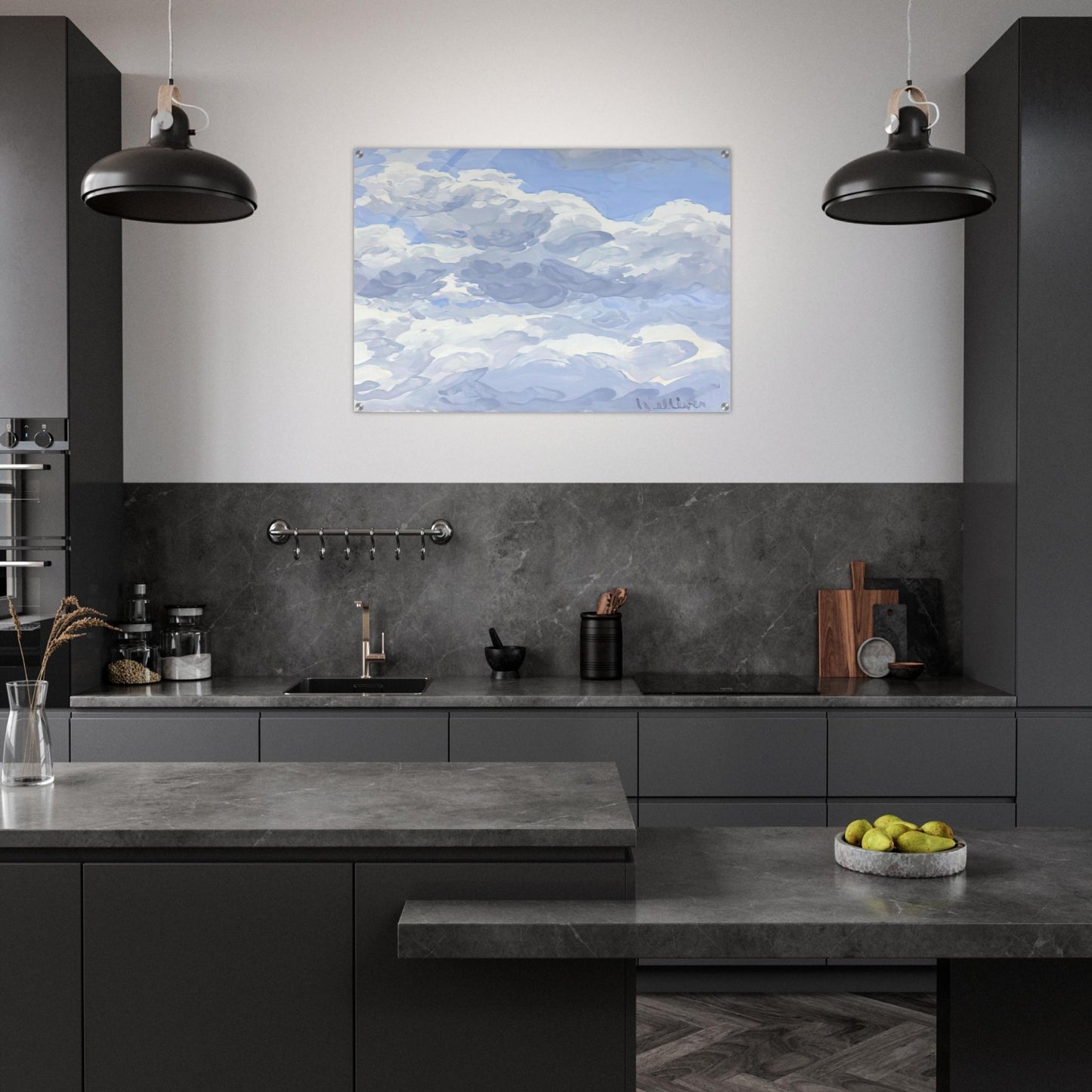 Study for Clouds II - 1979 - Neil Welliver Acrylic Print - 70x100 cm / 28x40″ inches | Neil Welliver Wall Art | Neil Welliver Prints