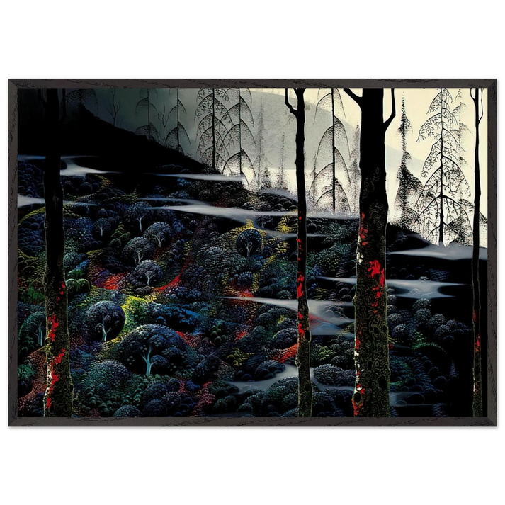 Dawns First Light - Eyvind Earle 70x100 cm / 28x40 inches Framed Art Print – Black Wooden Frame