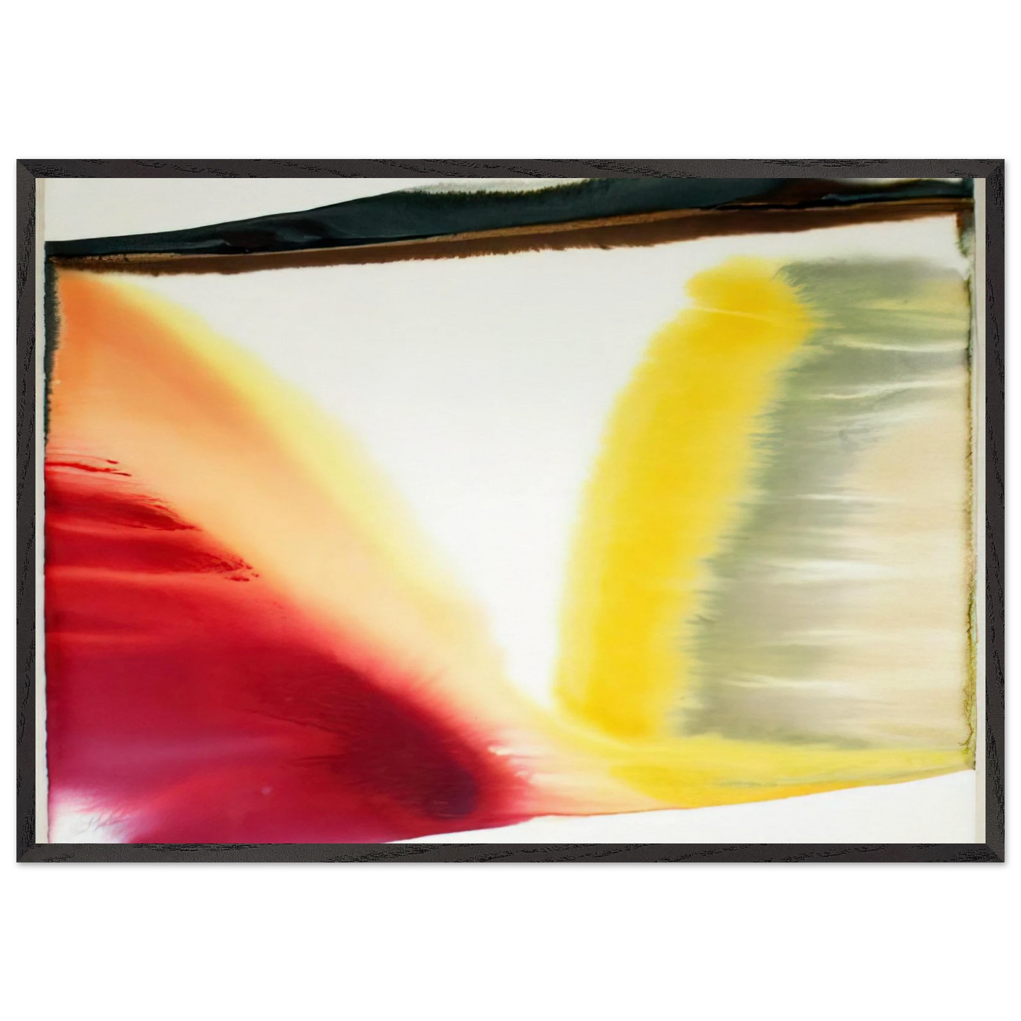 Phenomena Pointed East - Abstract Expressionism Color Field Painting - Paul Jenkins 70x100 cm / 28x40 inches Framed Art Print – Black Wooden Frame