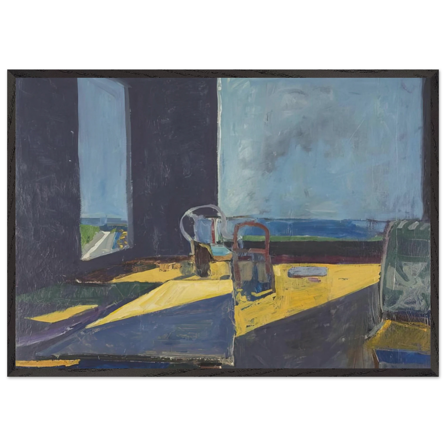 Interior with View of the Ocean - Richard Diebenkorn 70x100 cm / 28x40 inches Framed Art Print – Black Wooden Frame