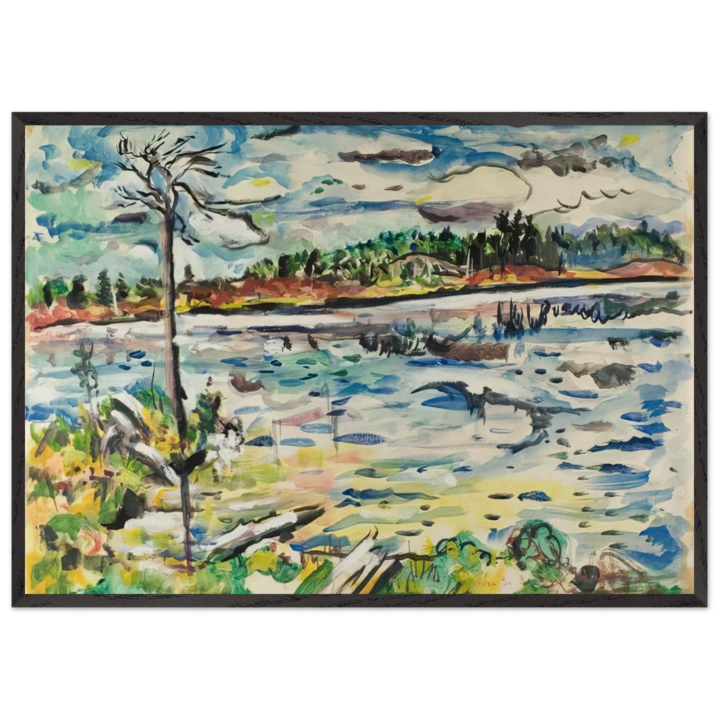 MICHIGAN SUMMER DAYS - Ivan Albright 70x100 cm / 28x40 inches Framed Art Print – Black Wooden Frame