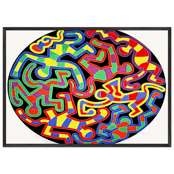 MONKEY PUZZLE 1988 N2 - Keith Haring 70x100 cm / 28x40 inches Framed Art Print – Black Wooden Frame