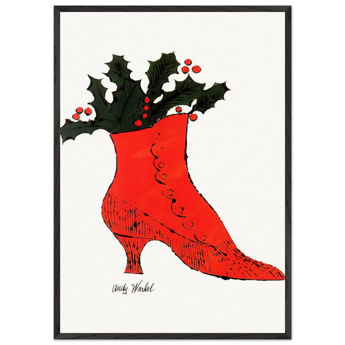 Untitled red Boot Wit Holly - Andy Warhol 70x100 cm / 28x40 inches Framed Art Print – Black Wooden Frame