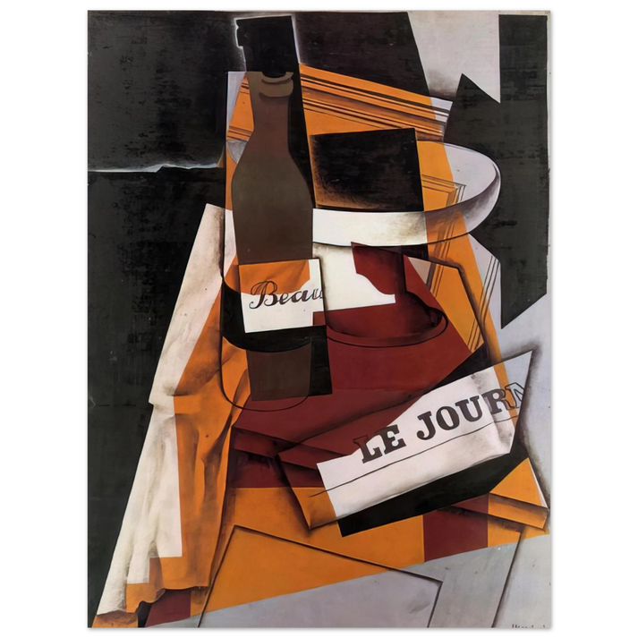 Juan Gris - BOTTLE NEWSPAPER AND FRUIT BOWL 1915 75x100 cm / 30x40inches Fine Art Poster
