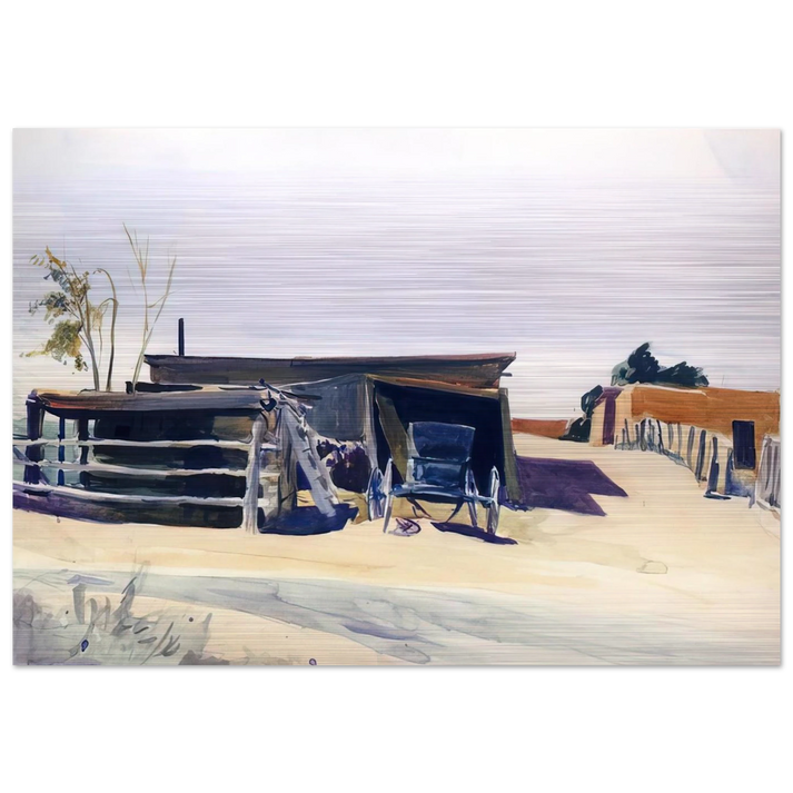 Adobes and Shed, New Mexico - Edward Hopper Brushed Aluminum Print - 70x100 cm / 28x40 inches | Edward Hopper Aluminum Print | Edward Hopper Prints