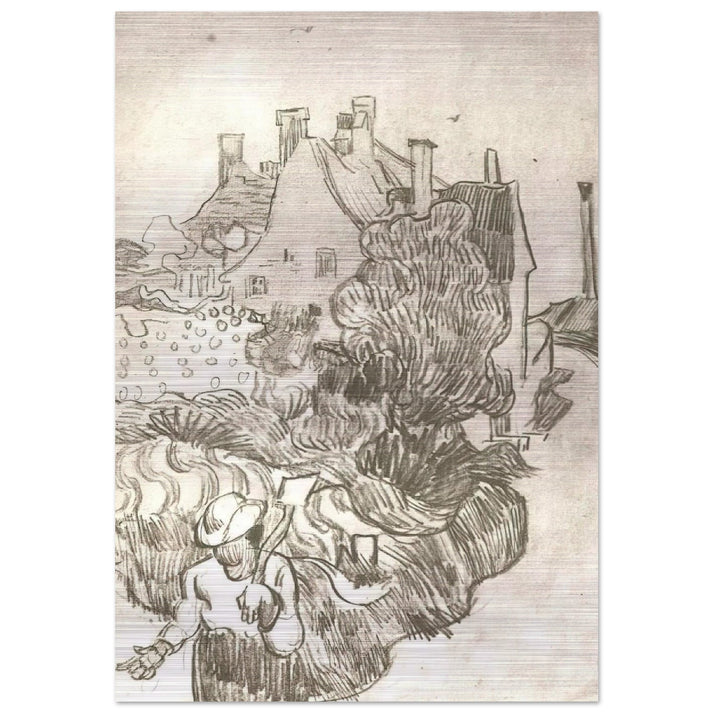 A House at Auvers - Vincent van Gogh Brushed Aluminum Print - 70x100 cm / 28x40 inches | Vincent van Gogh Aluminum Print | Vincent van Gogh Prints