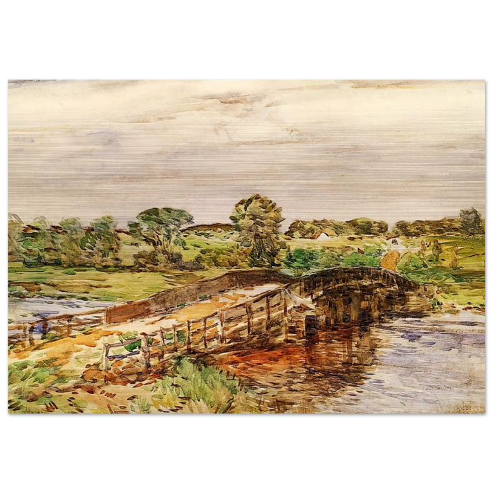 Bridge at Old Lyme 02 - Childe Hassam Brushed Aluminum Print - 70x100 cm / 28x40 inches | Childe Hassam Aluminum Print | Childe Hassam Prints