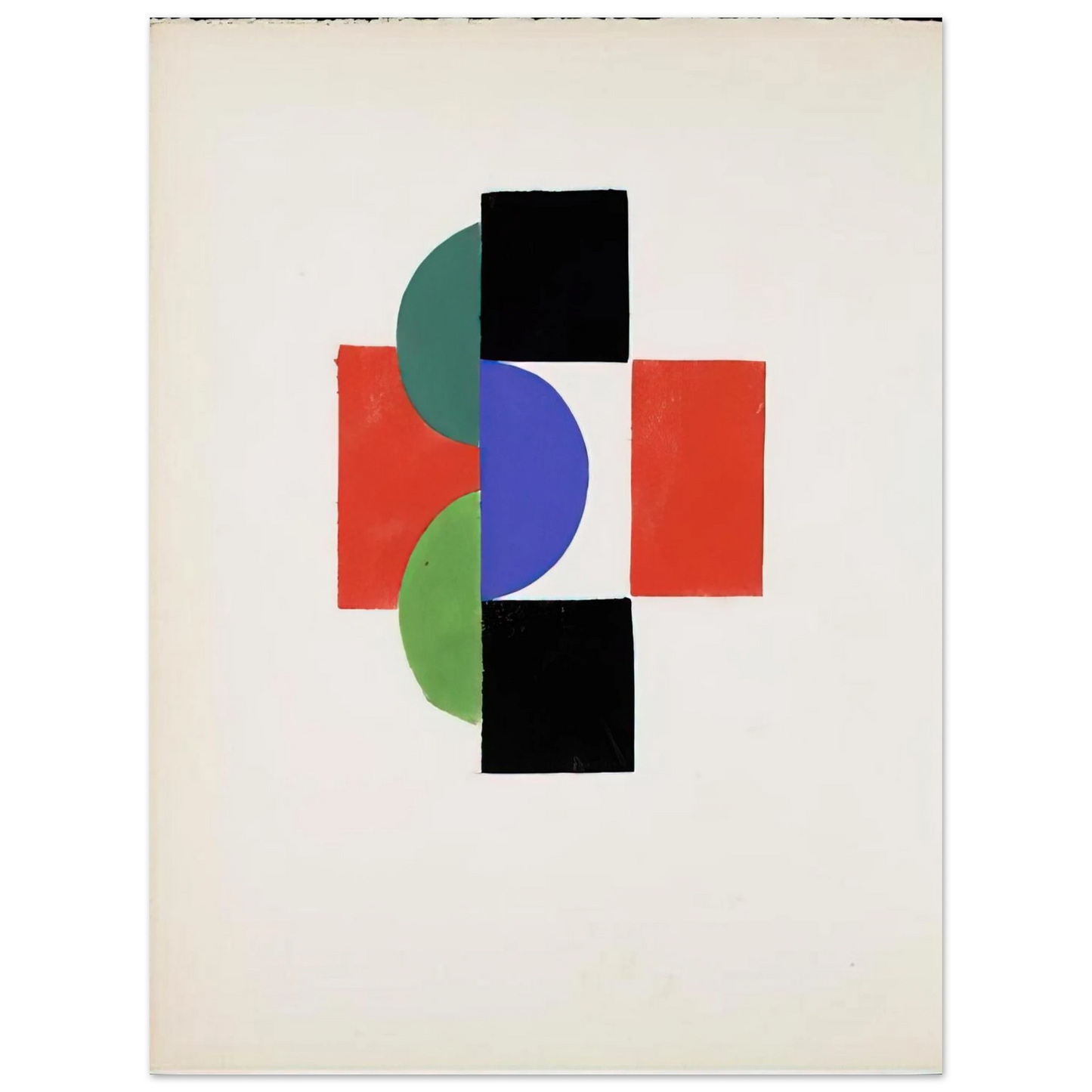 Sonia Delaunay - UNTITLED GOUACHE ILLUSTRATION FOR TRISTAN TZARA S LE FRUIT PERMIS 1956 75x100 cm / 30x40inches Fine Art Poster
