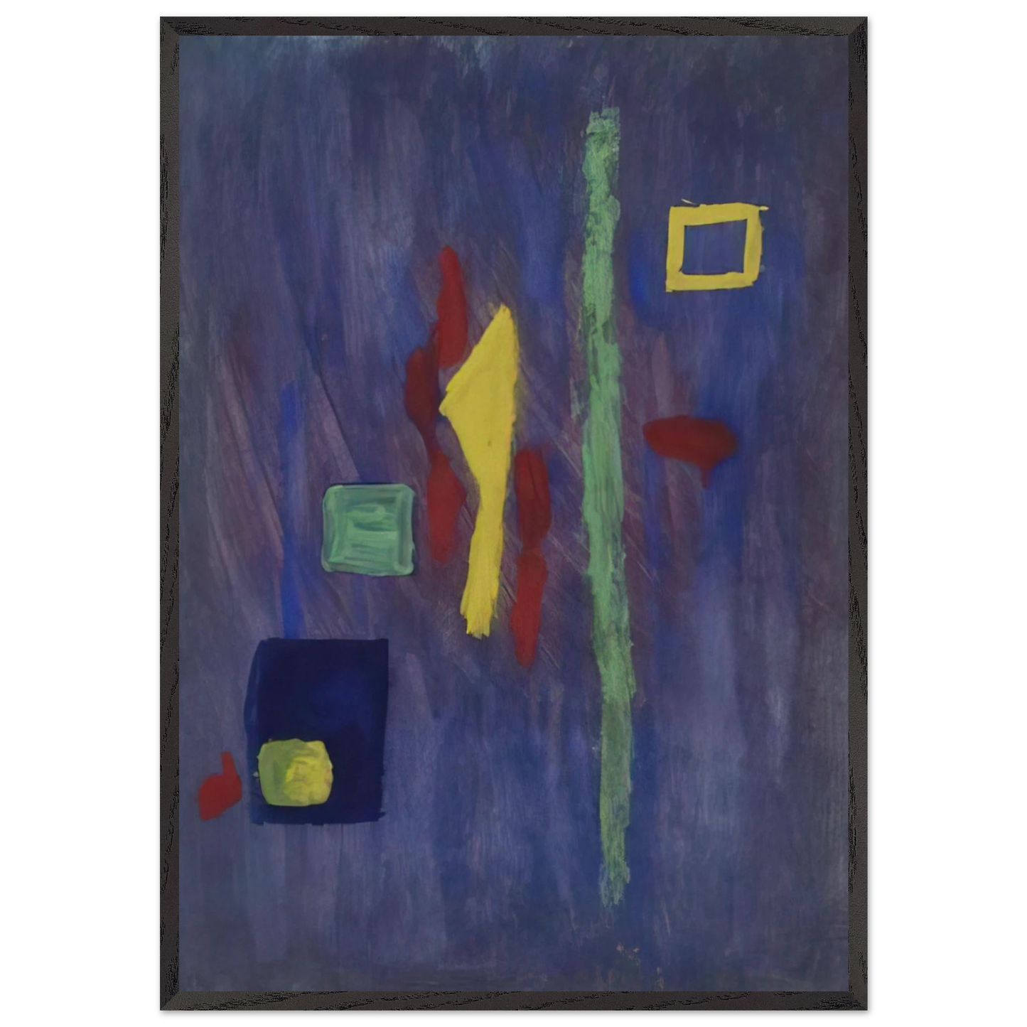 Untitled Red Yellow and Green Forms on a Purple Ground - Barnett Newman 70x100 cm / 28x40 inches Framed Art Print – Black Wooden Frame