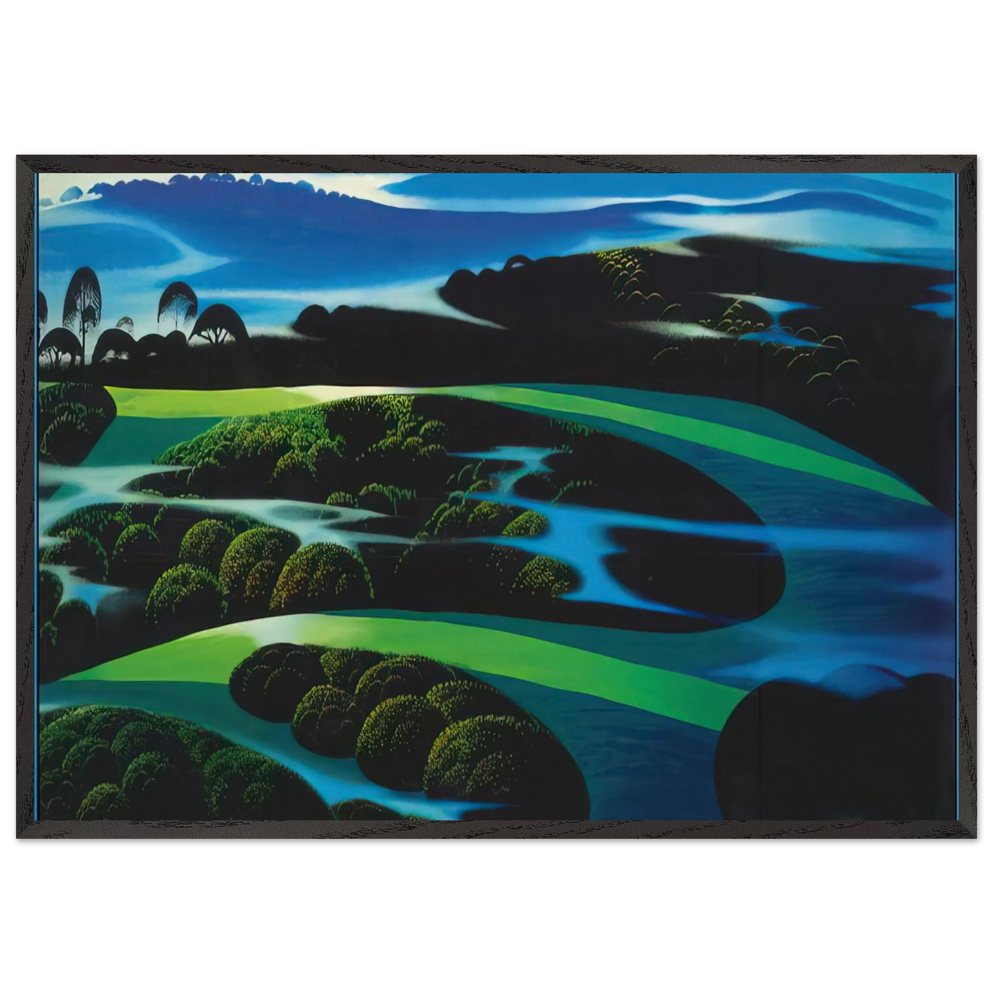 Summers Twilight - Eyvind Earle 70x100 cm / 28x40 inches Framed Art Print – Black Wooden Frame