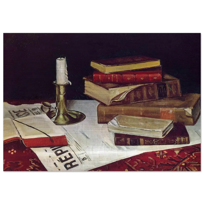 STILL LIFE WITH BOOKS AND CANDLE 1890 - Henri Matisse Brushed Aluminum Print - 70x100 cm / 28x40 inches | Henri Matisse Aluminum Print | Henri Matisse Prints