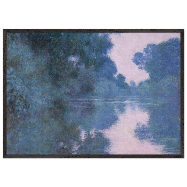 Morning on the Seine near Giverny 02 - claude monet 70x100 cm / 28x40 inches Framed Art Print – Black Wooden Frame