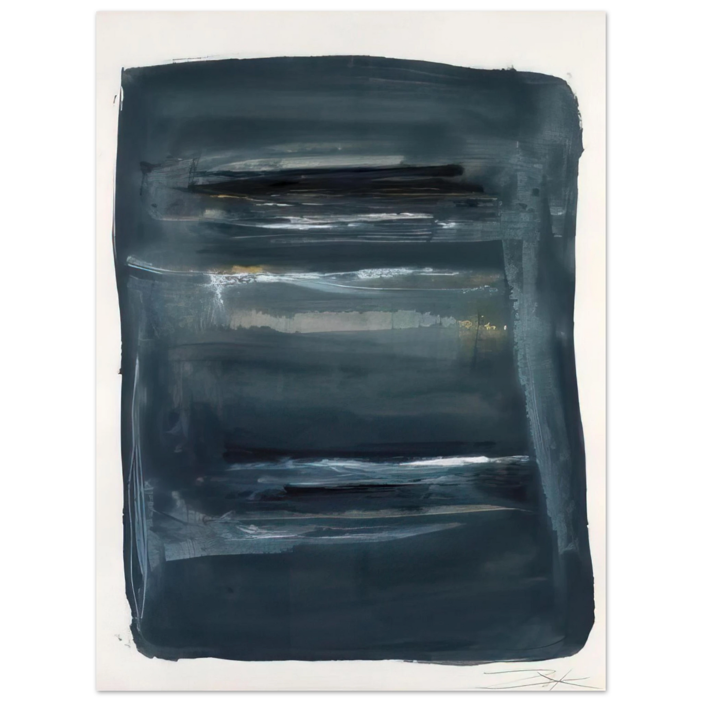 Larry Zox - Abstract with Blue and Black - Abstract Expressionism 75x100 cm / 30x40inches Fine Art Poster