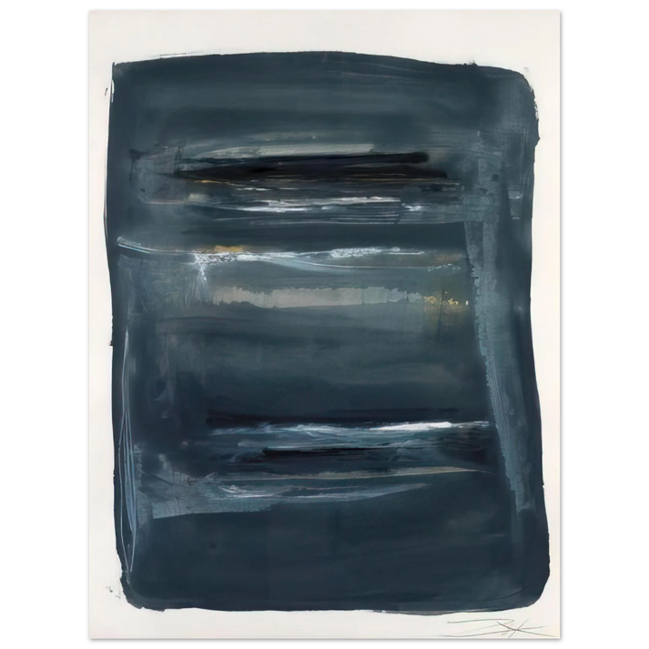 Larry Zox - Abstract with Blue and Black - Abstract Expressionism 75x100 cm / 30x40inches Fine Art Poster