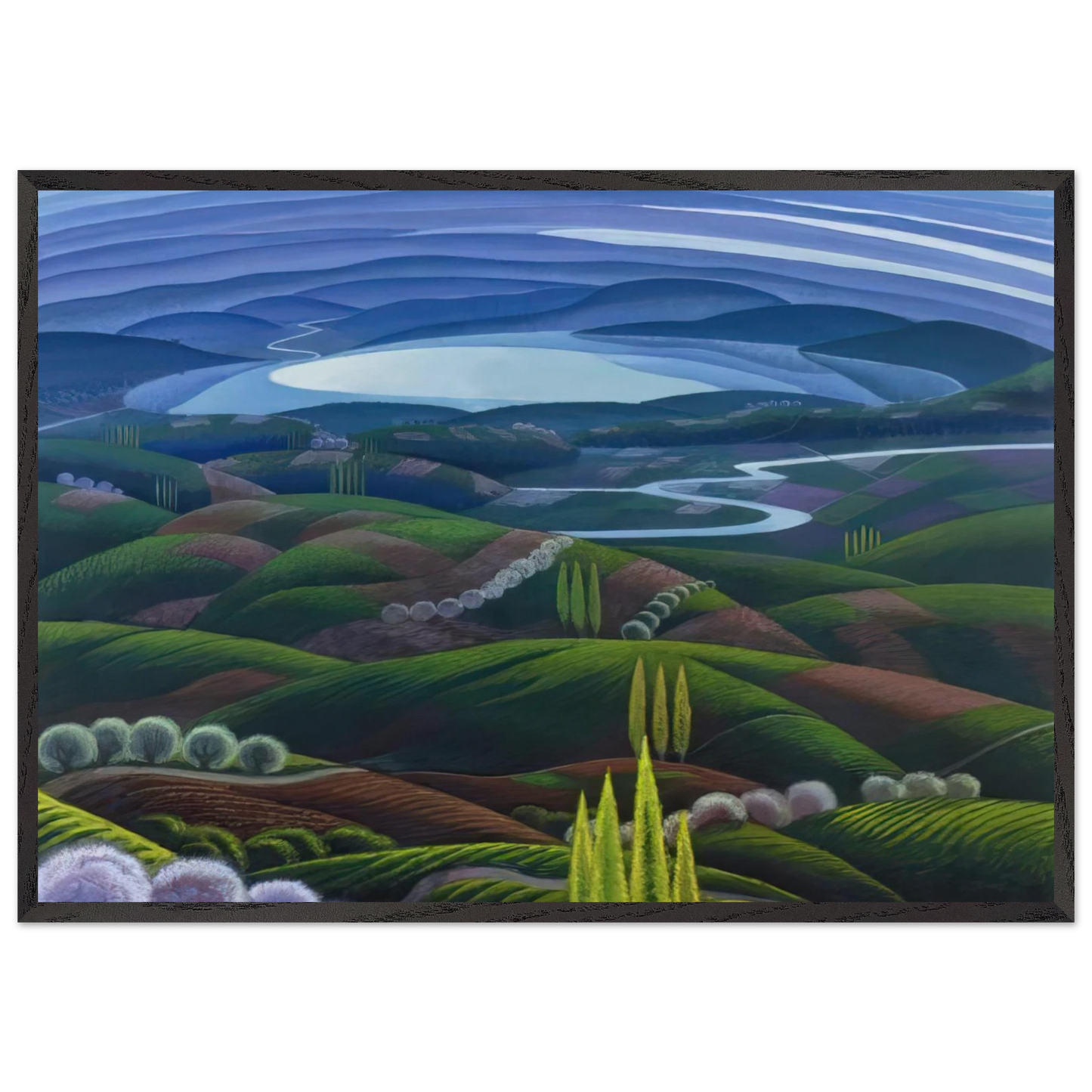 Umbria primavera - 1945 - Gerardo Dottori 70x100 cm / 28x40 inches Framed Art Print – Black Wooden Frame