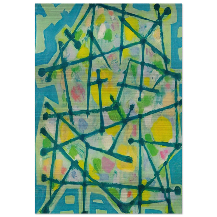 Blue-Green Lines on Aqua Background - 1953 - Alfred Manessier Brushed Aluminum Print - 70x100 cm / 28x40 inches | Alfred Manessier Aluminum Print | Alfred Manessier Prints