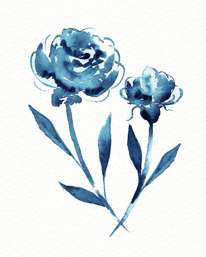 Blue Watercolor Flowers Art Print | Graceful Botanical Indigo | RedKalion