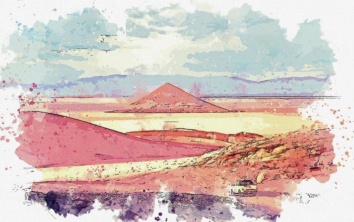 Drawing of Atacama Desert Watercolor Art Print | RedKalion