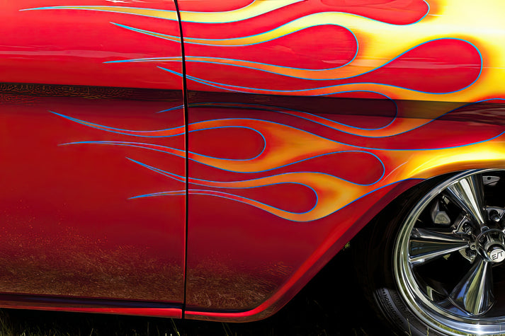 Flames on Cars Art Print | Vintage Hot Rod Fine Art Print | RedKalion