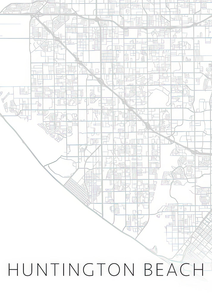 Huntington Beach California City Street Map | Minimalist Art Print | RedKalion