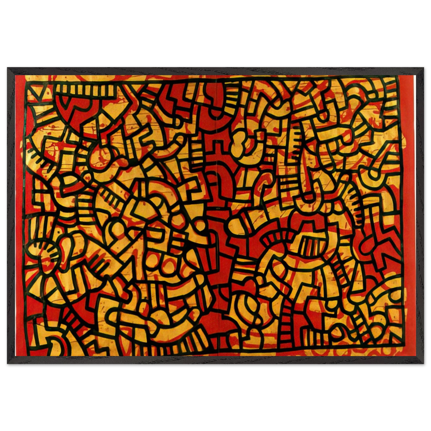 UNTITLED 1979 N2 - Keith Haring 70x100 cm / 28x40 inches Framed Art Print – Black Wooden Frame