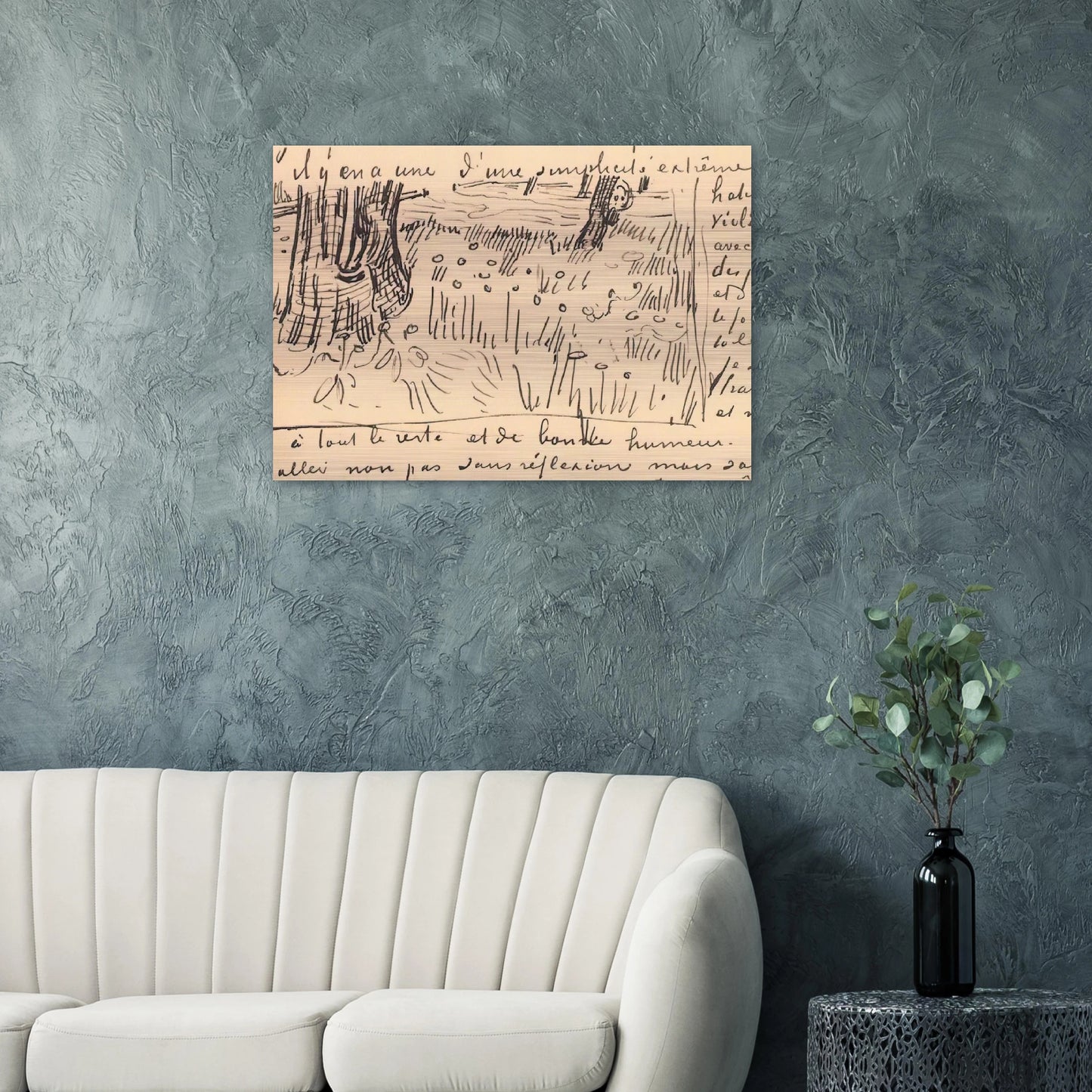 Field of Grass with Dandelions and Tree Trunks - Vincent van Gogh Brushed Aluminum Print - 70x100 cm / 28x40 inches | Vincent van Gogh Aluminum Print | Vincent van Gogh Prints