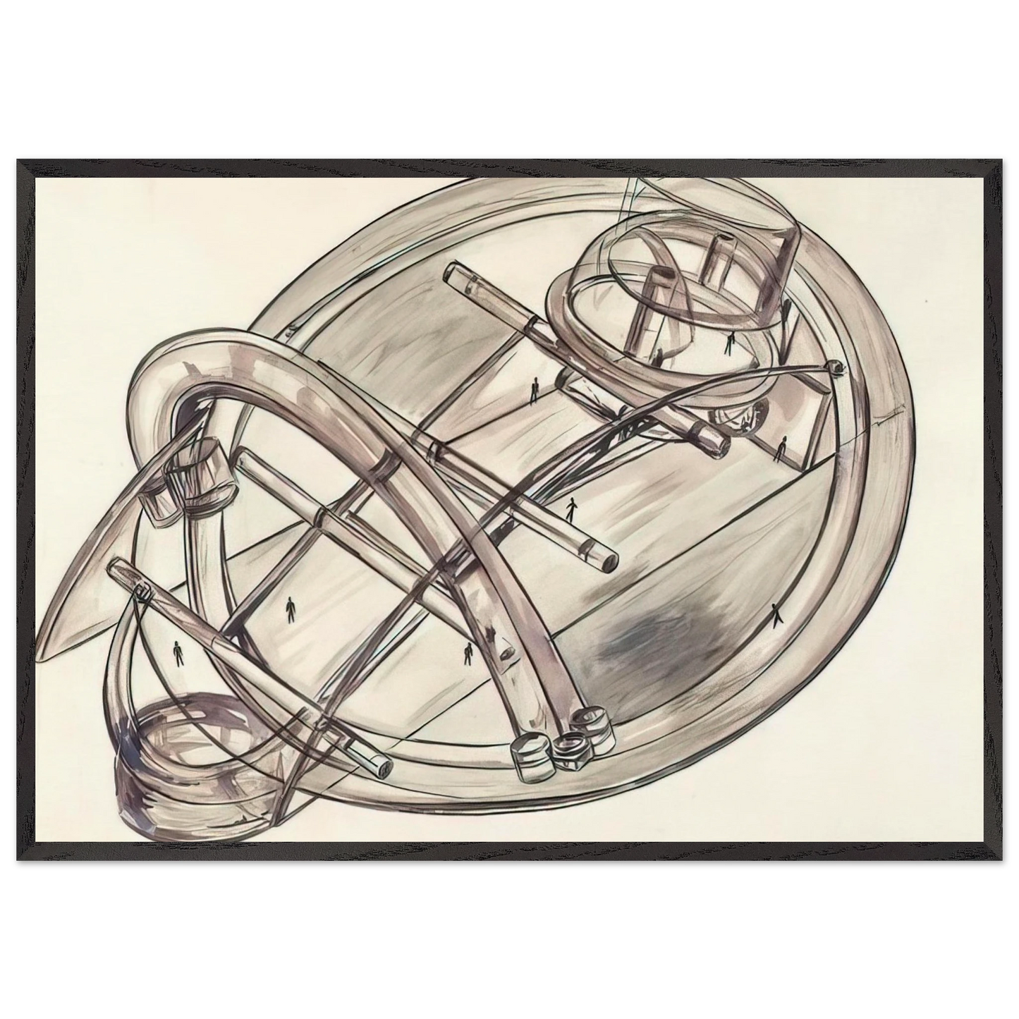 Untitled - 1972 N8 - Gyula Kosice 70x100 cm / 28x40 inches Framed Art Print – Black Wooden Frame