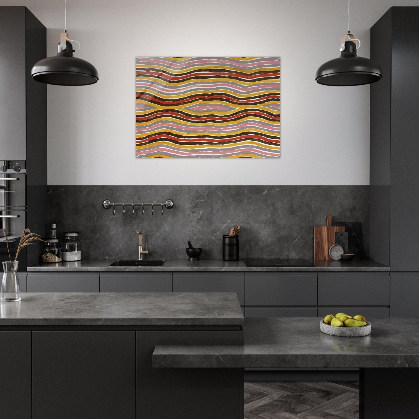 Floor Paint Lake Napperby - 2001 - Clifford Possum Tjapaltjarri Acrylic Print - 70x100 cm / 28x40″ inches | Clifford Possum Tjapaltjarri Wall Art | Clifford Possum Tjapaltjarri Prints