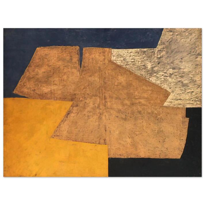 Serge Poliakoff - Composition jaune, mauve, bleu et noir La table d'or - 1952 75x100 cm / 30x40inches Fine Art Poster