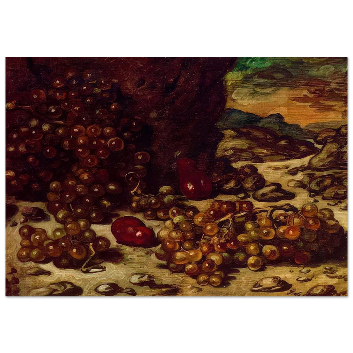 STILL LIFE WITH ROCKY LANDSCAPE 1942 - Giorgio de Chirico Brushed Aluminum Print - 70x100 cm / 28x40 inches | Giorgio de Chirico Aluminum Print | Giorgio de Chirico Prints