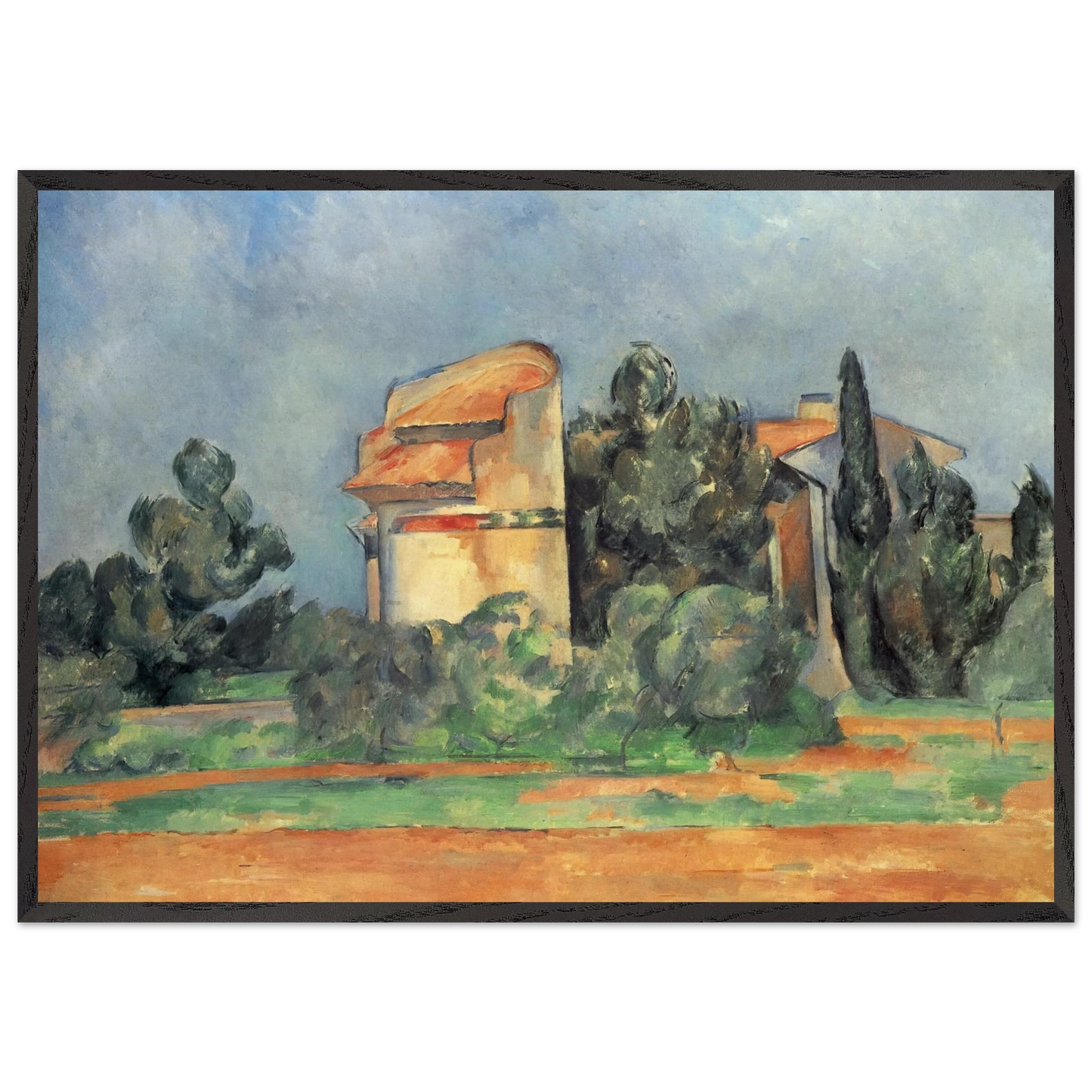 The Pigeon Tower At Bellevue - Paul Cezanne 70x100 cm / 28x40 inches Framed Art Print – Black Wooden Frame