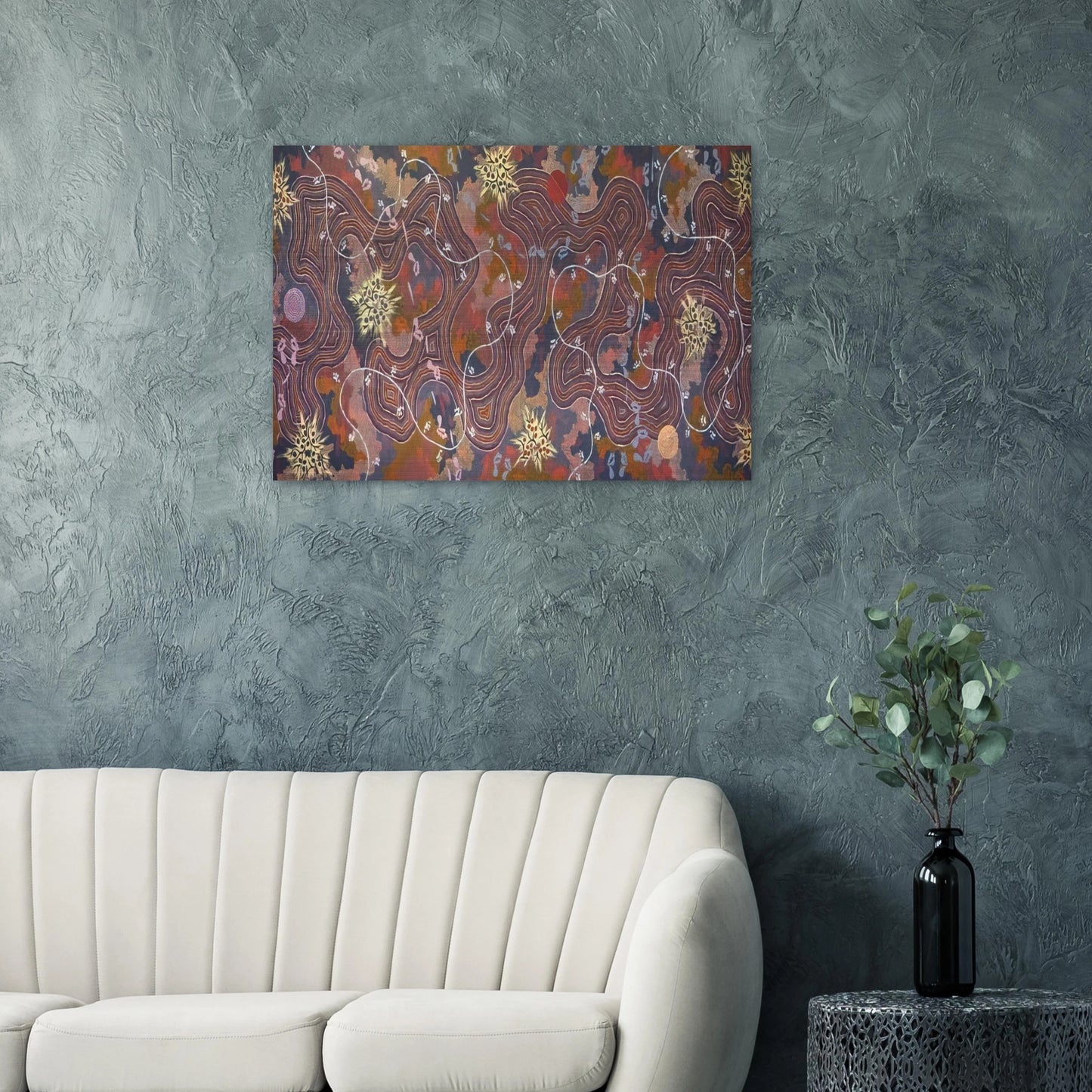 Possum Dreaming - 1994 - Clifford Possum Tjapaltjarri Brushed Aluminum Print - 70x100 cm / 28x40 inches | Clifford Possum Tjapaltjarri Aluminum Print | Clifford Possum Tjapaltjarri Prints
