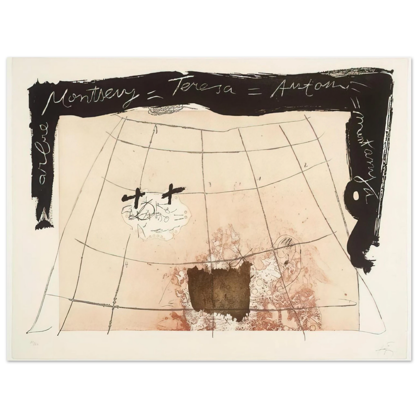 Antoni Tapies - CARTOGRAPHY 1976 75x100 cm / 30x40inches Fine Art Poster