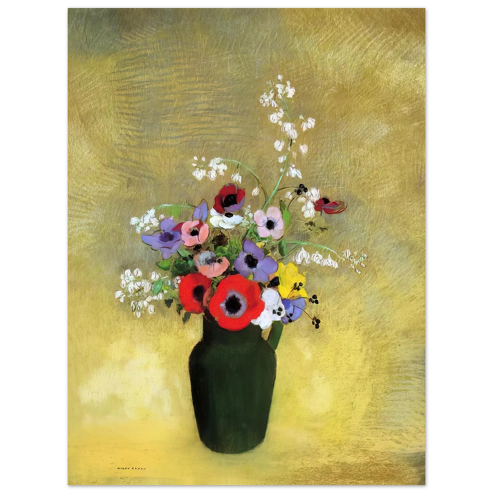 Odilon Redon - FLOWERS IN A GREEN PITCHER 75x100 cm / 30x40inches Fine Art Poster