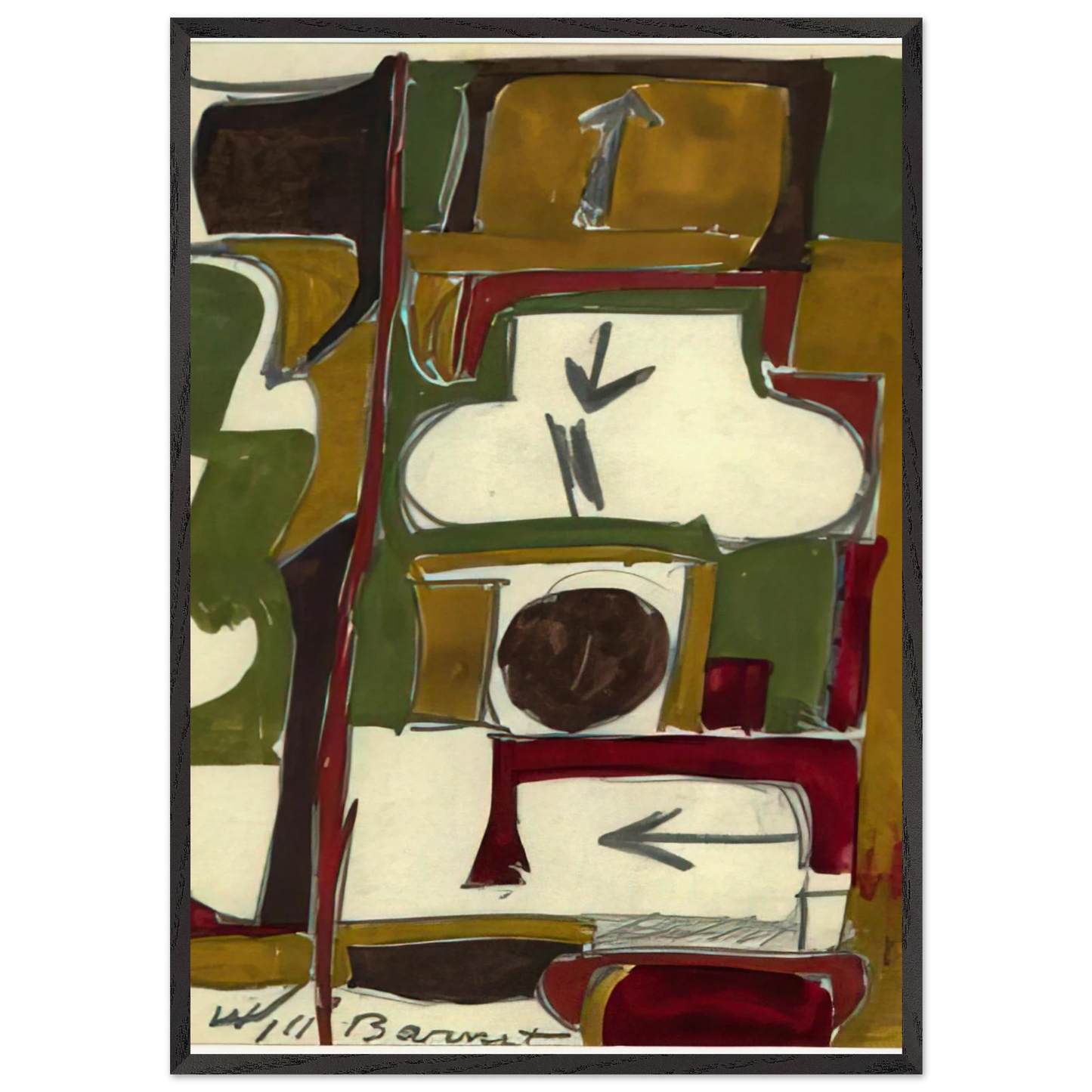 Untitled - 1956 N4 - Will Barnet 70x100 cm / 28x40 inches Framed Art Print – Black Wooden Frame