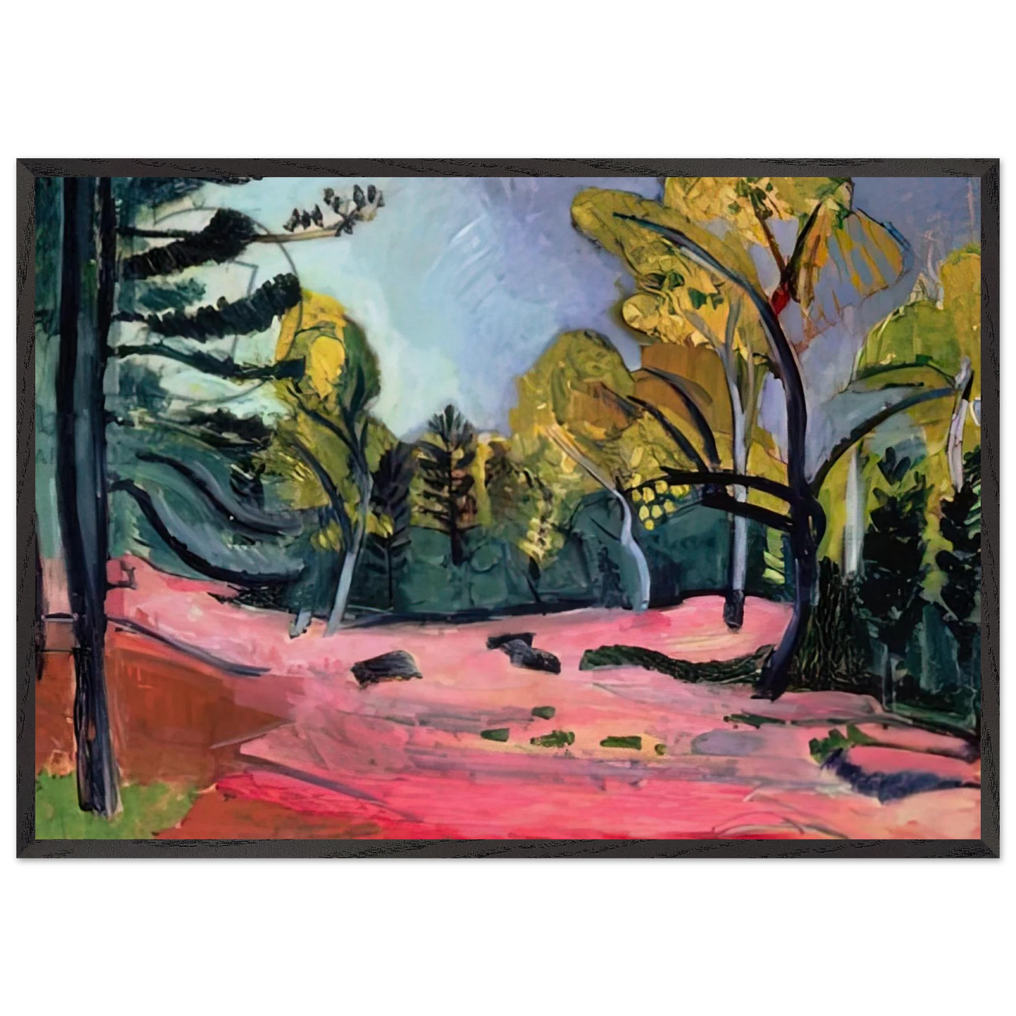 LANDSCAPE 1909 - Henri Matisse 70x100 cm / 28x40 inches Framed Art Print – Black Wooden Frame