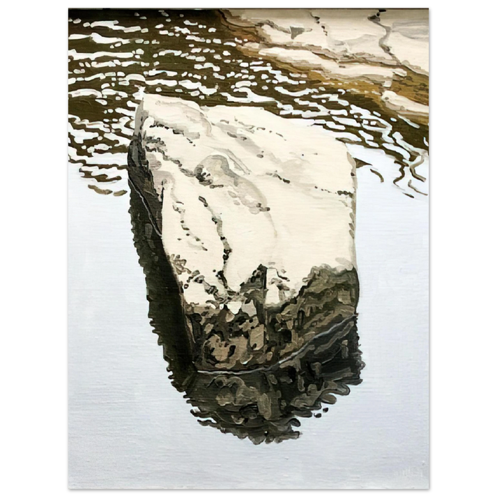 Neil Welliver - Study for Flat Boulder Reflected - 1986 75x100 cm / 30x40inches Fine Art Poster
