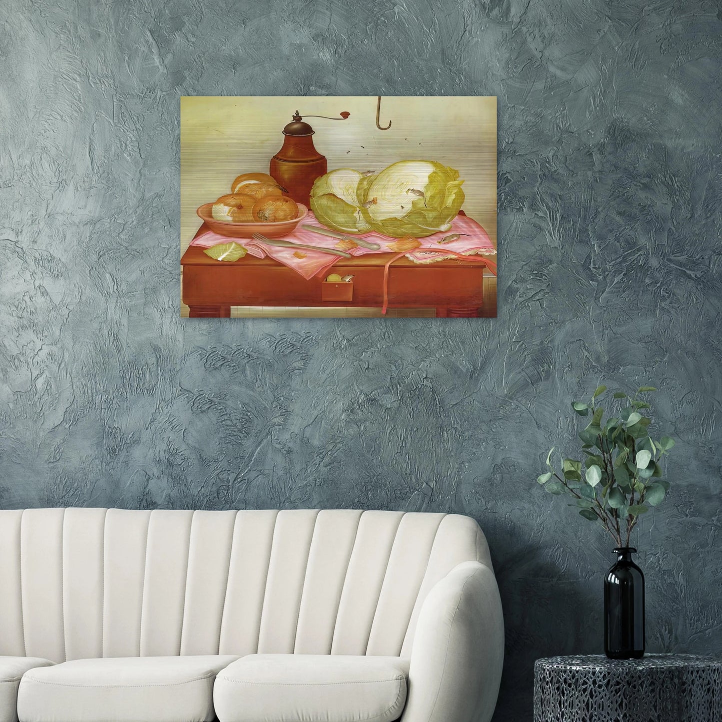 KITCHEN TABLE 1 - Fernando Botero Brushed Aluminum Print - 70x100 cm / 28x40 inches | Fernando Botero Aluminum Print | Fernando Botero Prints